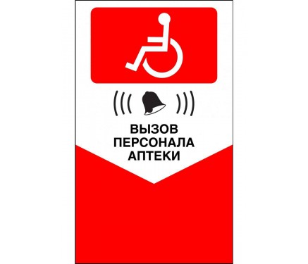 Табличка - Кнопка вызова персонала для инвалидов (красная)