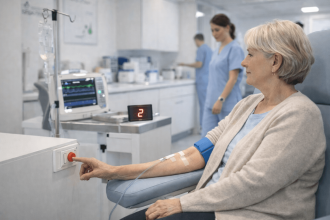 Кнопка вызова находится рядом с пациентом