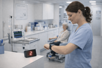 Медсестра получает сигнал и сразу реагирует